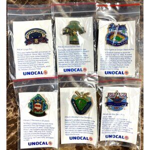 Los Angeles Dodgers 1987 Unocal 76 Pin Set NEW SEALED 25th Anniversary Baseball